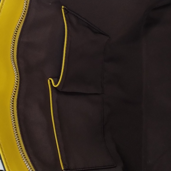 Bostonten shoulder bag yellow double straps zip top large vegan leather - Picture 9 of 12